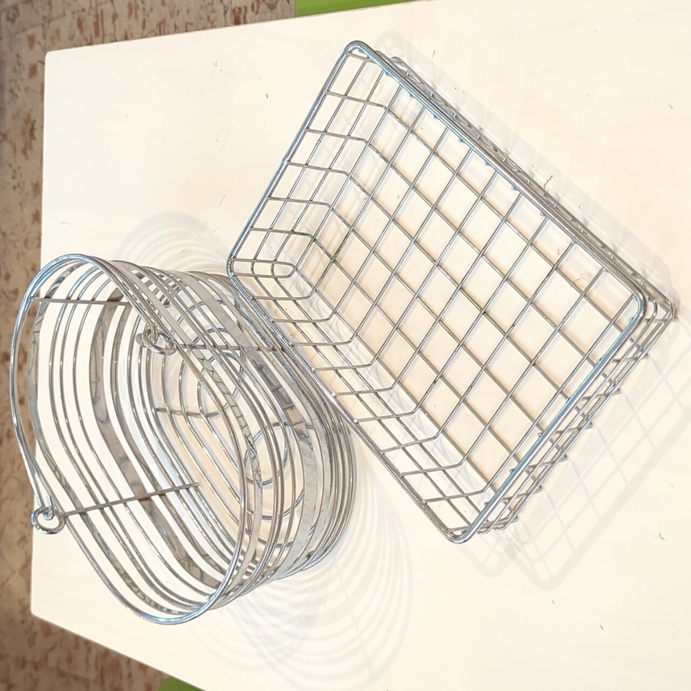 Container Store 2 Chrome Baskets